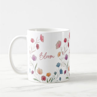 Bloom Floral Soft Pastel Botanical Inspirational  Coffee Mug