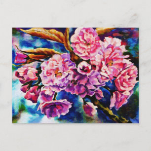 Bloom Floral Sun Fuchsia Pink Art Postcard