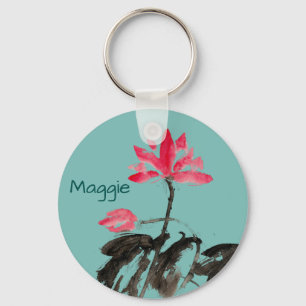 Bloom Flowers Positive Quote Personalized Add Name Key Ring
