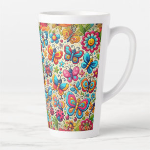 Bloom & Flutter Colourful Butterfly Garden Latte Mug