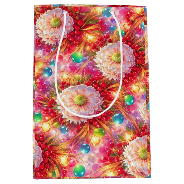 Bloom Glow Magic – Glowing Flowers Medium Gift Bag (Front)