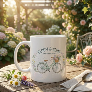 Bloom & Glow Vintage Floral Bicycle Spring Aesthet Coffee Mug