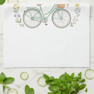Bloom & Glow Vintage Floral Bicycle Spring Kitchen Tea Towel
