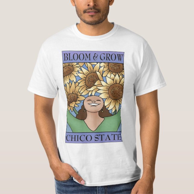 Bloom & Grow Chico State (purple blue) T-Shirt (Front)