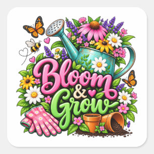 Bloom & Grow Gardening Design Square Sticker