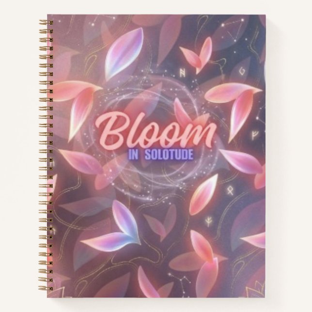Bloom In Solitude Aesthetic Floral Cute Pastel Notebook (Front)