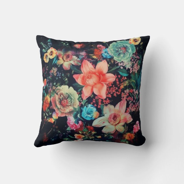 Bloom in Style: Colourful Floral Design Cushion (Back)