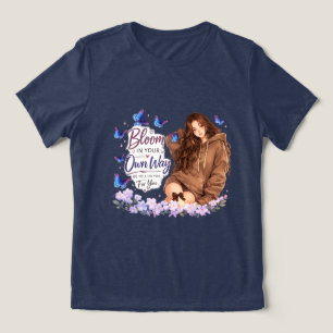 Bloom in Your Own Way Butterfly Girl T-Shirtbutter Tri-Blend Shirt