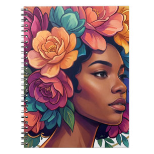 Bloom Inspirational Black Woman Floral Afro Notebook
