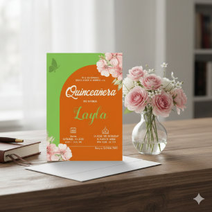 Bloom into Quinceañera! Boho Floral Mis Quince Invitation