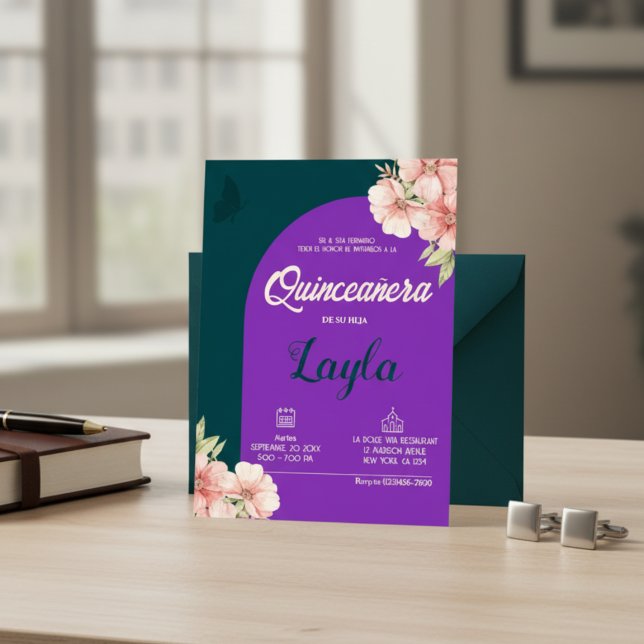 Bloom into Quinceañera! Boho Floral Mis Quince  Invitation (Bloom into Quinceañera! Boho Floral Mis Quince Invitation)