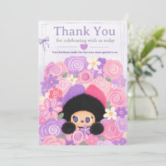 Bloom Kitty Floral Thank You Card | kids birthday