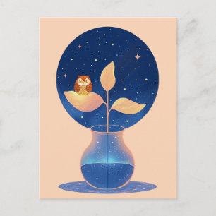 Bloom Mystic Night Owl Garden Holiday Postcard