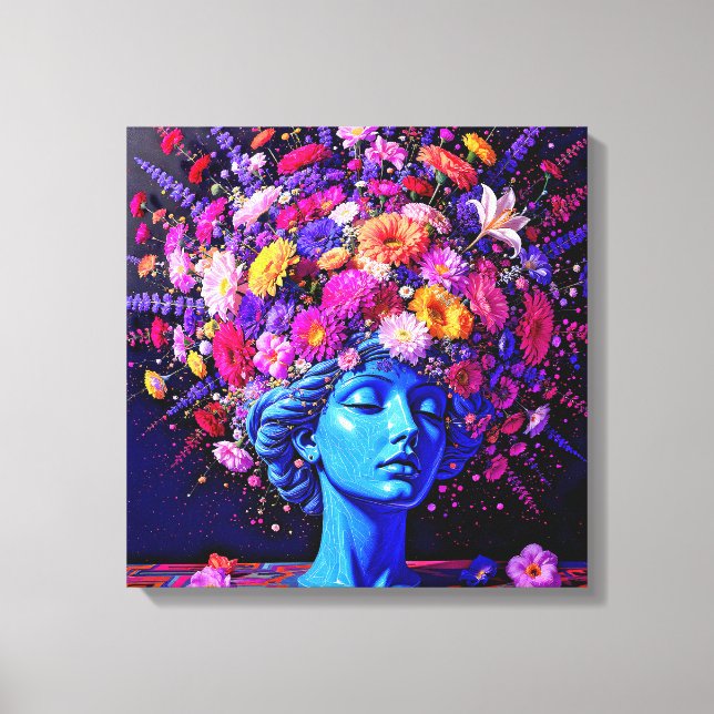 "Bloom of Eternity" – A Colourful Surreal Portrait Canvas Print (Front)