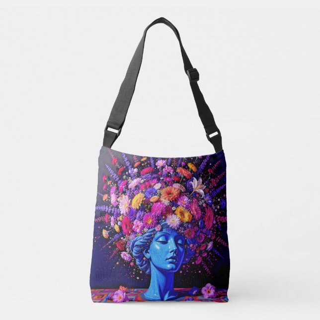 "Bloom of Eternity" – A Colourful Surreal Portrait Crossbody Bag (Front)