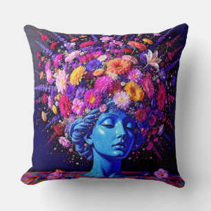 "Bloom of Eternity" – A Colourful Surreal Portrait Cushion