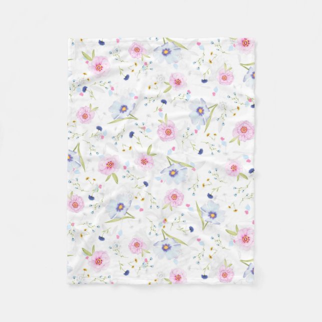 Bloom Pastel Tones Fleece Blanket (Front)