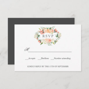 Bloom Peach Pink Botanical WEDDING RSVP