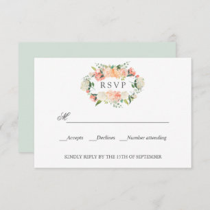 Bloom Peach Pink Botanical WEDDING RSVP 