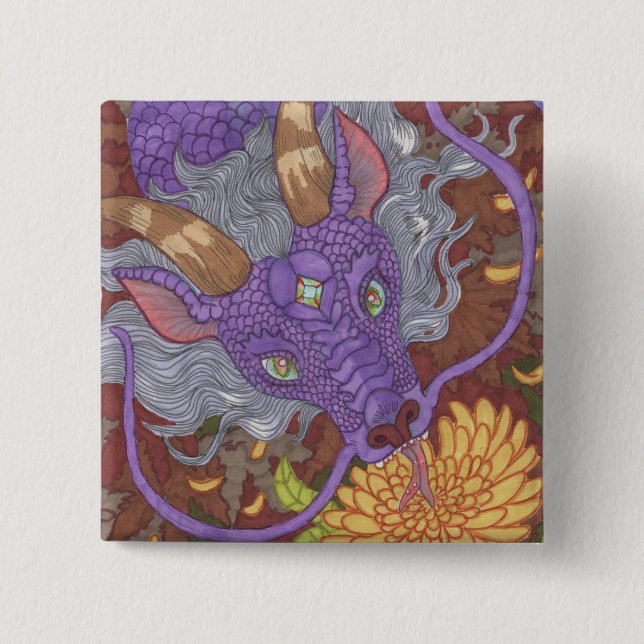 Bloom Purple Dragon 15 Cm Square Badge (Front)