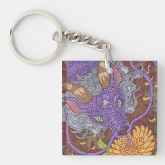 Bloom Purple Dragon Key Ring (Front)