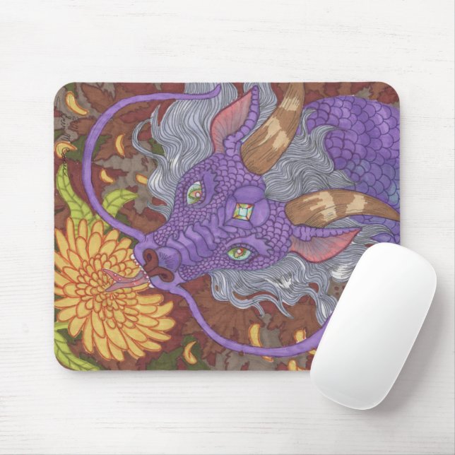 Bloom Purple Dragon Mouse Mat (With Mouse)