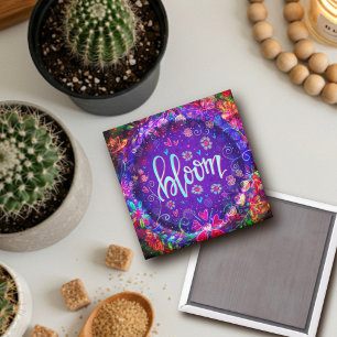 Bloom Purple Floral Inspiration Trendy Fun Magnet