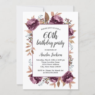 Bloom Purple Watercolor 70th Birthday Invitation