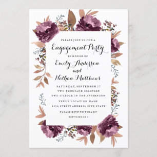 Bloom Purple Watercolor Engagement Party Invite