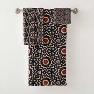 Bloom red blue white star circle pattern bath towel set