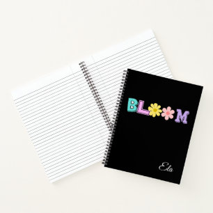 Bloom Retro Pastel Floral Personalised Notebook