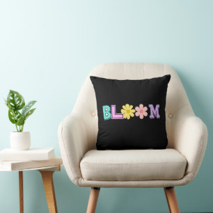 Bloom Retro Pastel Floral Throw Pillow