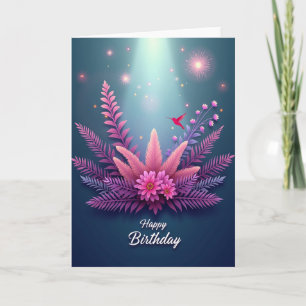 Bloom Rose Fuchsia Birthday Card