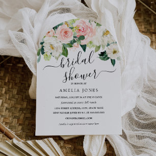 Bloom Soft Blush Pink Bridal Shower  Invitation