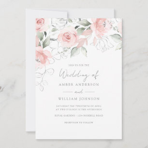 Bloom Soft Blush Pink Wedding Invitation