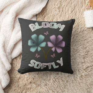 Bloom Softly Spring Floral Design Pastel Cottageco Cushion