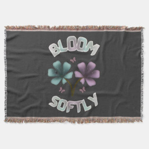Bloom Softly Spring Floral Design Pastel Cottageco Throw Blanket