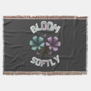 Bloom Softly Spring Floral Design Pastel Cottageco Throw Blanket