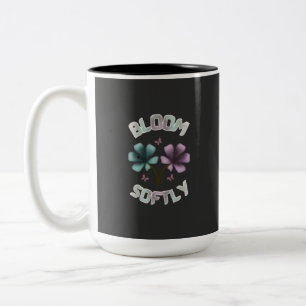 Bloom Softly Spring Floral Design Pastel Cottageco Two-Tone Coffee Mug