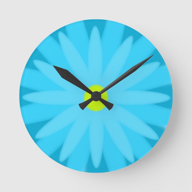 Bloom Turquoise Round Clock (Front)