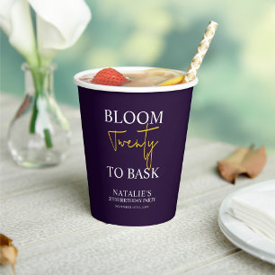 Bloom Twenty to Bask I Violet Adult Birthday Party Paper Cups