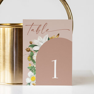 Bloom vintage camellia. Pale pink script wedding Table Number