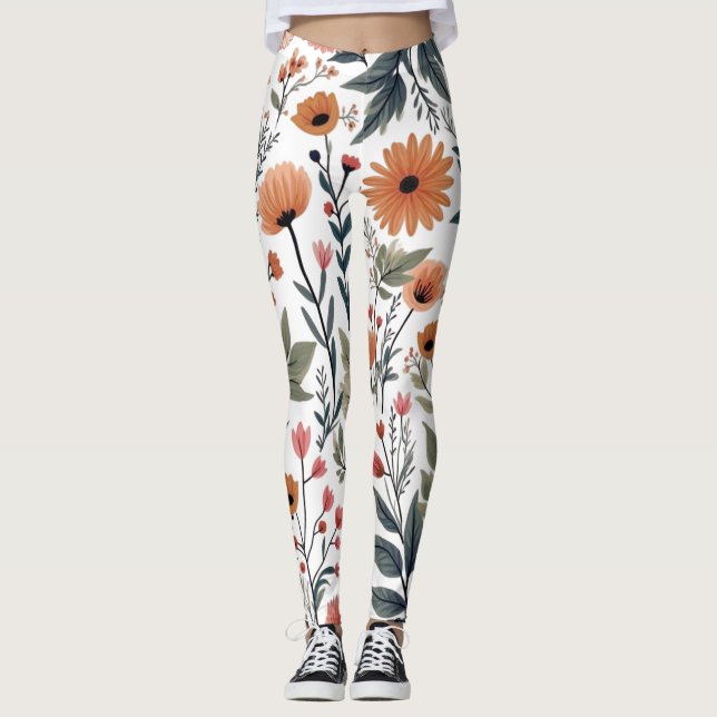 Bloom Where You Are Planted – Inspirational Floral Leggings (Front)