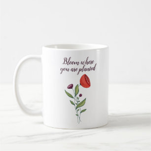 Bloom Where You Are Planted Minimal Wild Flowers Coffee Mug