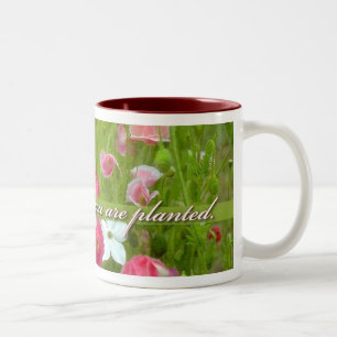 Bloom Where You Are Planted, Pink poppies Two-Tone Coffee Mug