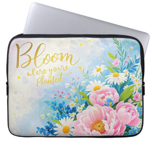 Bloom where you are planted Vibrant watercolors Laptop Sleeve