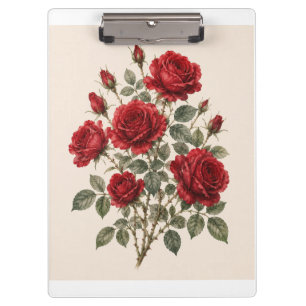 Bloom Where You Are Planted Vintage Rose Botanic Clipboard