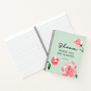 Bloom where you are planted watercolor Custom Notebook