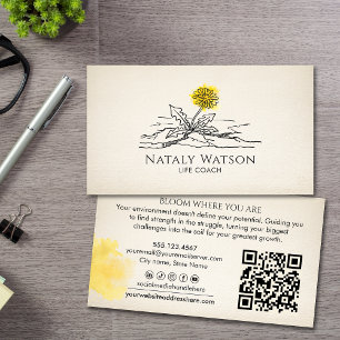 Bloom Where You Are Watercolor Flower Life Coach Business Card