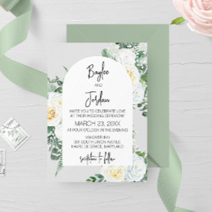 Bloom White Floral Wedding Invitation